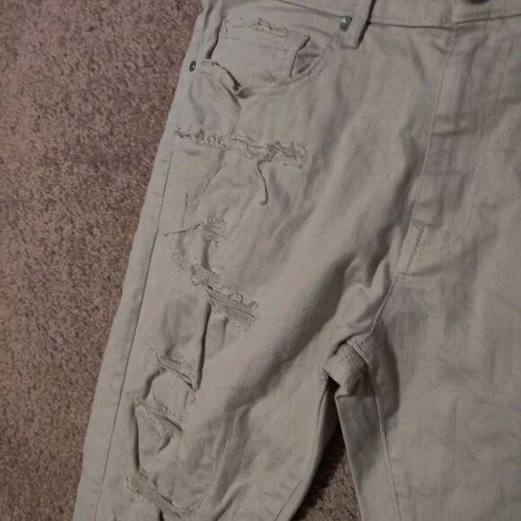 New Jordan Craig Ross Khaki Pants Mens Size 36 x 32 Distressed Beige Jeans - Picture 5 of 7